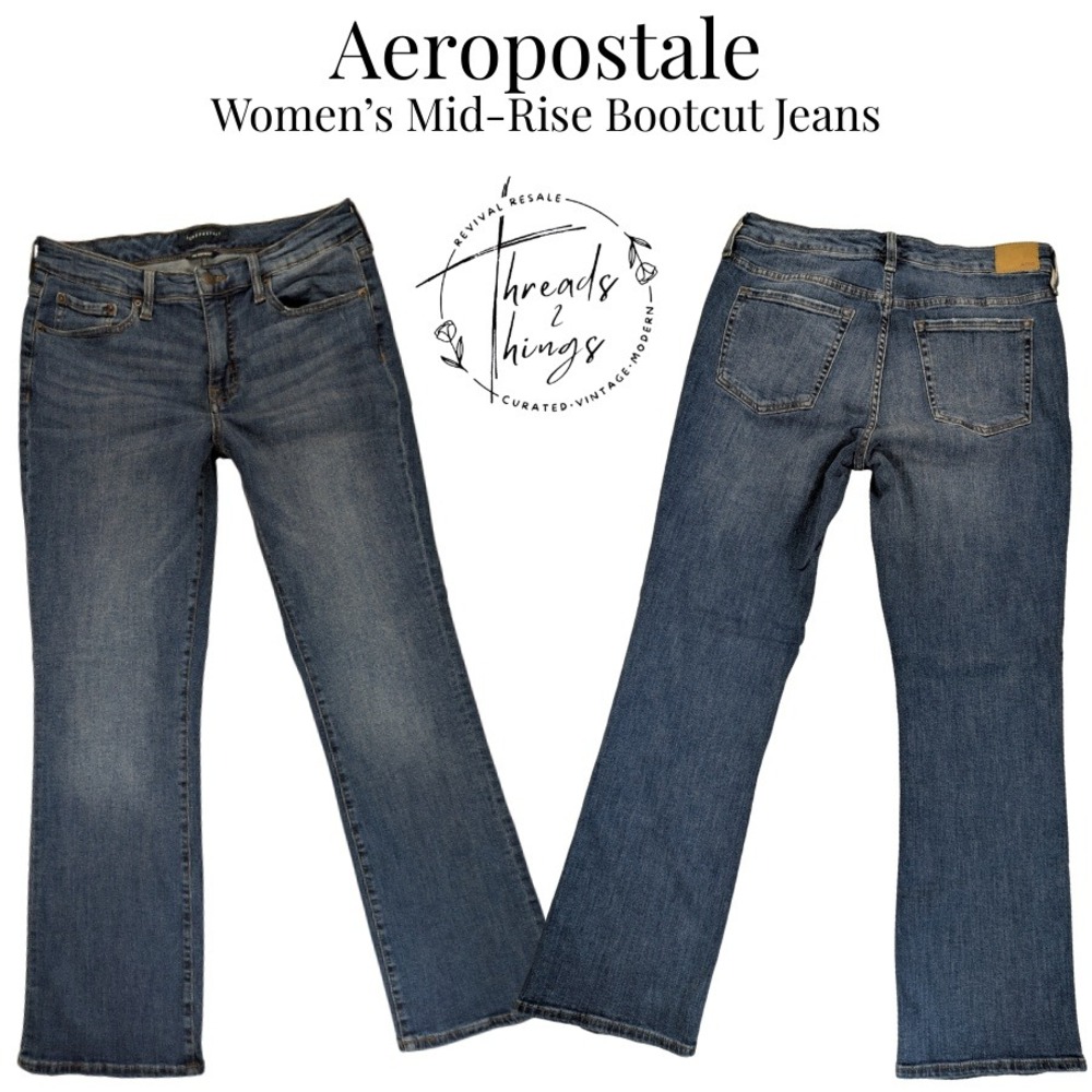 Aeropostale Jeans Women's Blue Denim 12‎ Short Bootcut Mid-Rise Stretch Y2K EUC